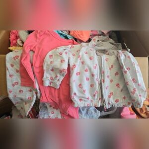 Carter's Pink Heart Print Hoodie and Coral Bodysuit Set